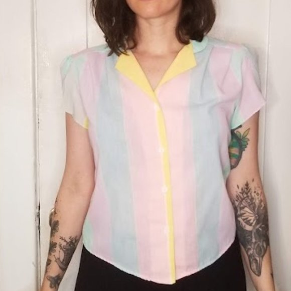 Vintage 70's Pastel Blouse - Picture 1 of 3